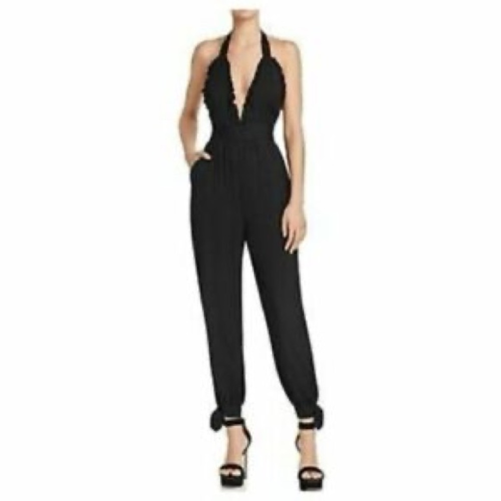 Bloomingdales Aqua Black Halter Jumpsuit